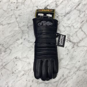 UNIK Black Leather Motorcycle Riding Gloves Men's Size L Zipper Pocket